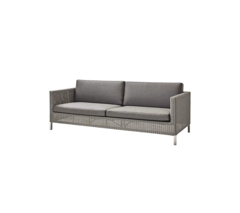 Connect 3-seater sofa by Cane-line in Taupe, large round Weave, Taupe, Natté w/QuickDry & Airflow – product photo