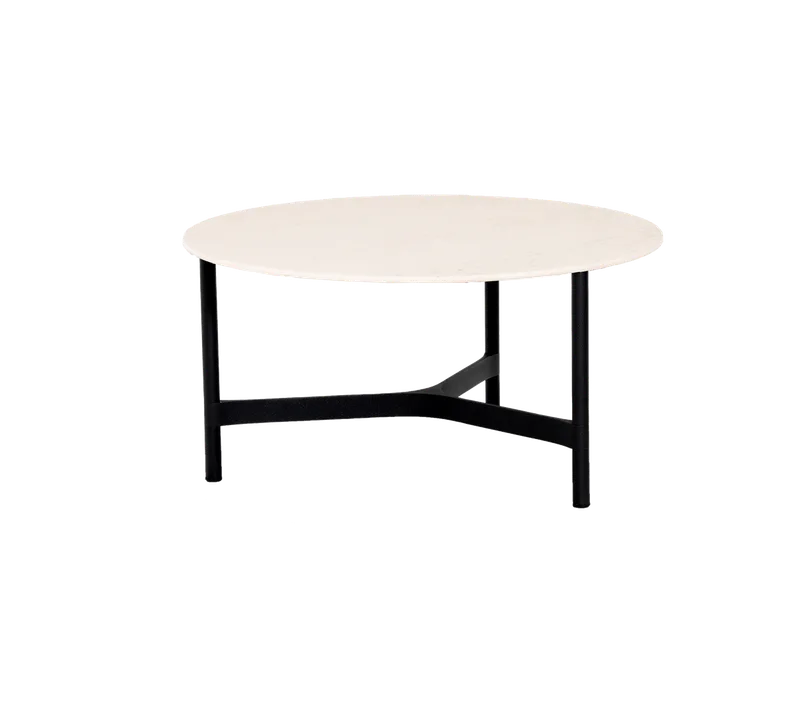 Twist coffee table, large by Cane-line in Lava grey, aluminium, Travertine look, Ceramic – product photo