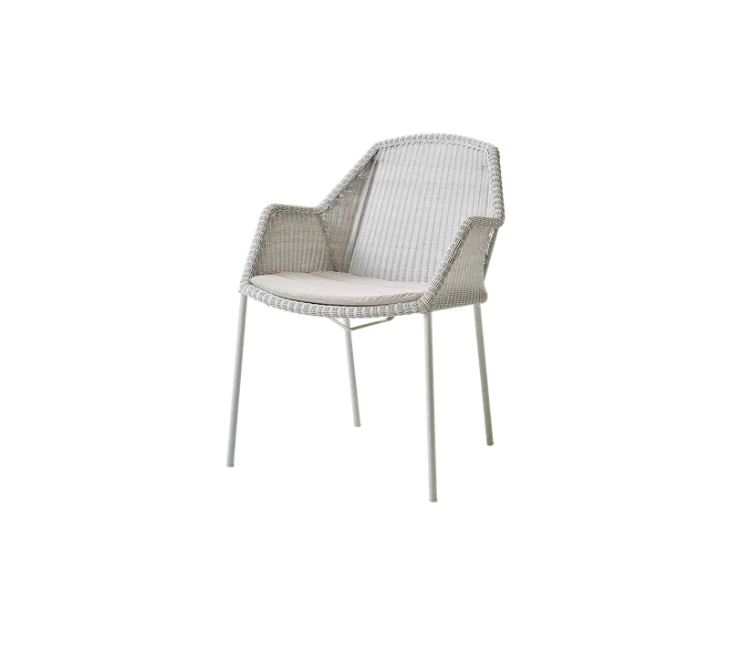 Breeze chair, stackable by Cane-line in White grey, small round Weave, Sand, Natté – product photo