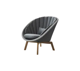 Peacock lounge chair de Cane-line en Grey/light grey, small flat peel Weave w/teak, Grey, Natté w/QuickDry & Airflow – photo du produit 2 sur 2