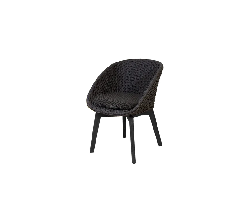 Peacock chair by Cane-line in Dark grey,medium flat Soft Rope w/black teak, Dark grey, Focus – product photo