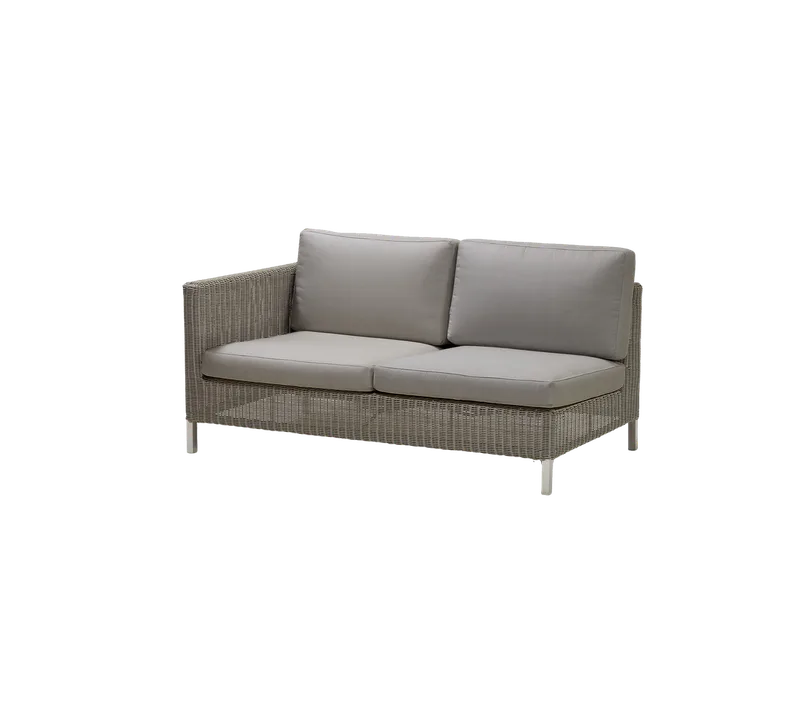 Connect 2-seater sofa, right module by Cane-line in Taupe, large round Weave, Taupe, Natté w/QuickDry & Airflow – product photo