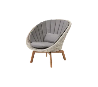Peacock lounge chair by Cane-line in Sand, medium flat Soft Rope w/teak, Taupe, Natté w/QuickDry & Airflow – product photo 2 of 2