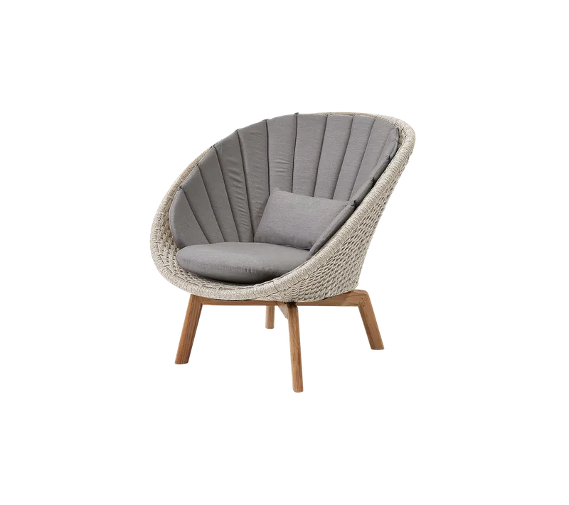 Peacock lounge chair by Cane-line in Sand, medium flat Soft Rope w/teak, Taupe, Natté w/QuickDry & Airflow – product photo 2 of 2