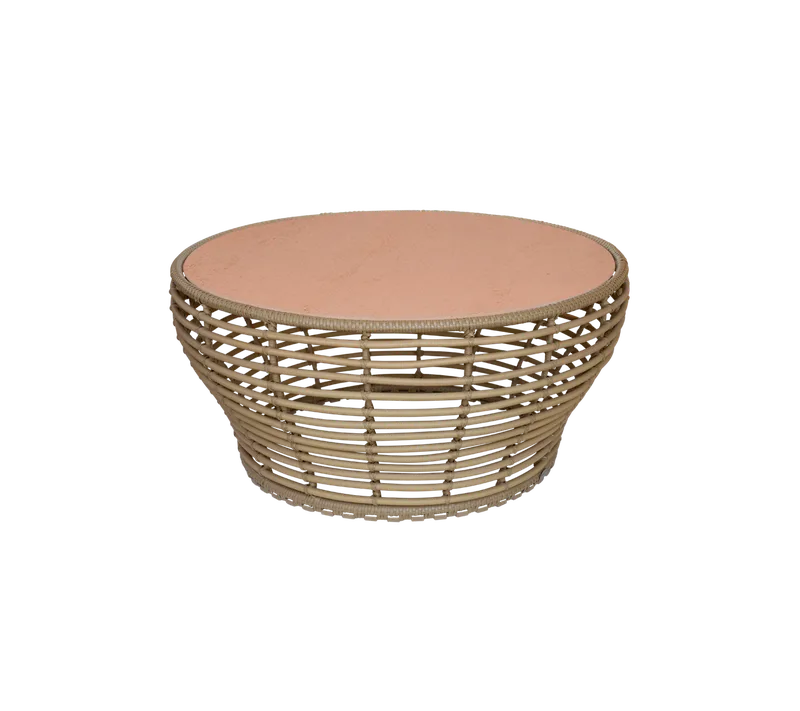 Basket coffee table, large van Cane-line in Natural, braid Weave, Terracotta, ceramic – productfoto