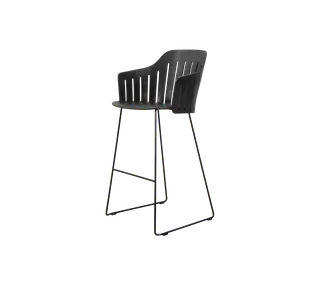 Choice bar chair von Cane-line in Black, polypropylene, up to 98% recycled, Black, steel, indoor – Produktfoto 2 von 2