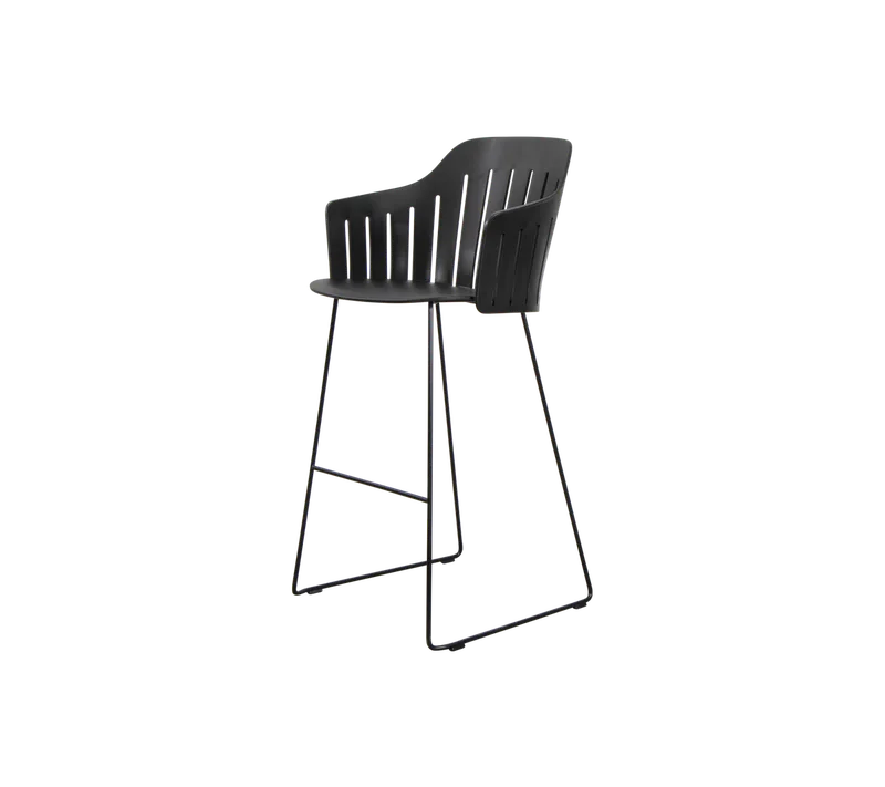 Choice bar chair von Cane-line in Black, polypropylene, up to 98% recycled, Black, steel, indoor – Produktfoto 2 von 2