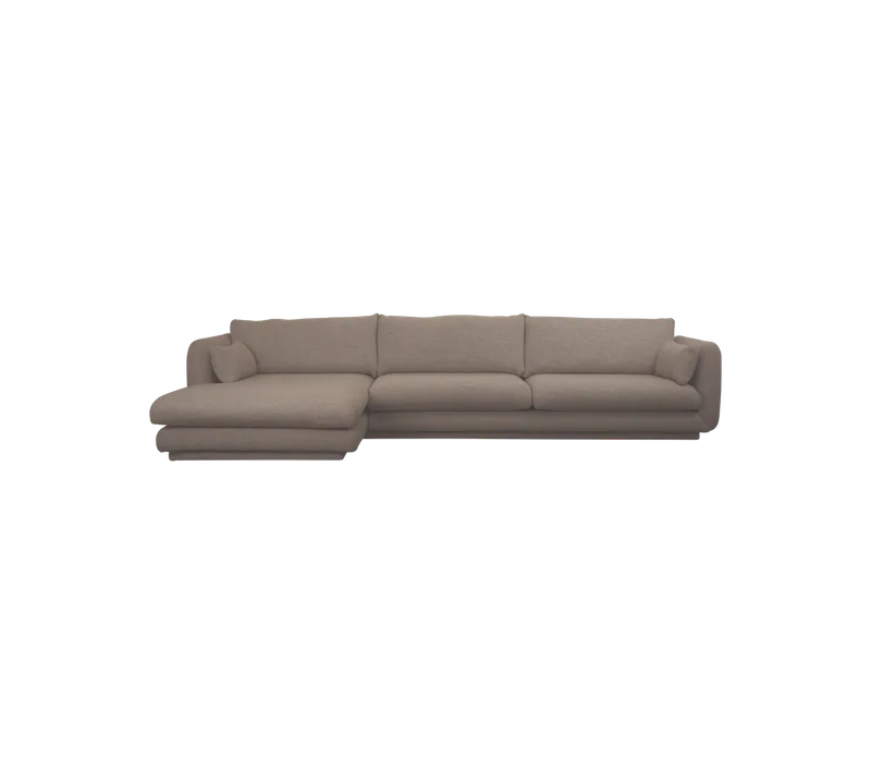 Bloom 3-seater sofa with chaise longue, right and plinth von Cane-line in Brown, Prosecco – Produktfoto