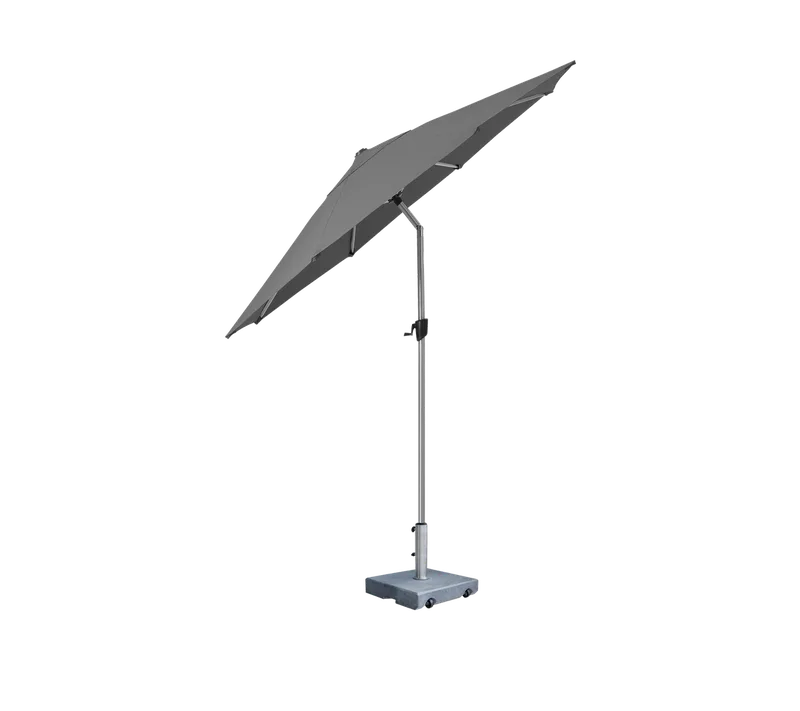 Sunshade parasol w/tilt, dia. 3 m de Cane-line en Silver, mat anodized/Anthracite, Matt grey, granite – photo du produit