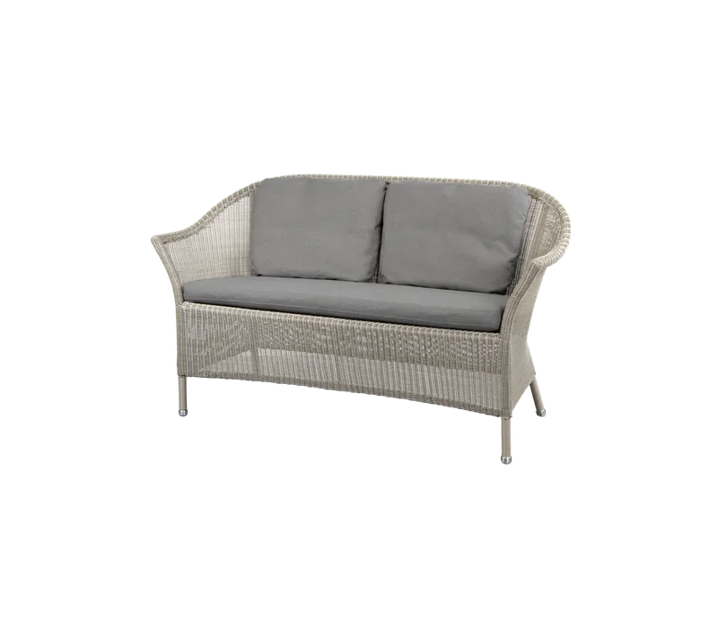 Lansing 2-seater sofa by Cane-line in Taupe, small round Weave, Grey, Natté, Grey, Natté w/2 cushions – product photo