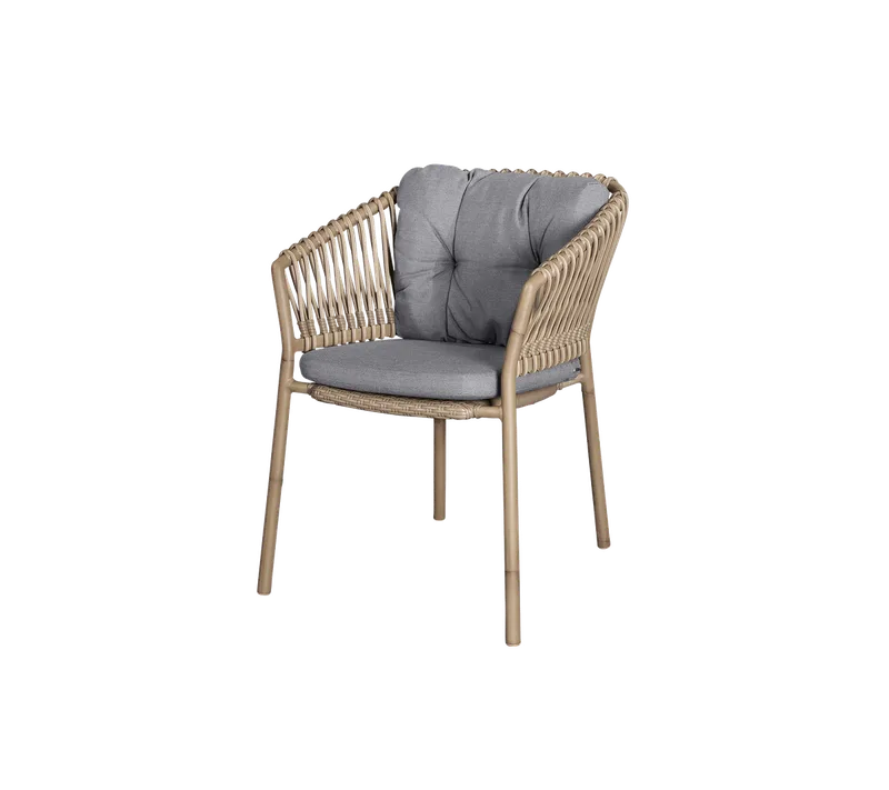 Ocean chair by Cane-line in Natural, aluminium w/natural, medium round sticks Weave, Grey, Natté – product photo