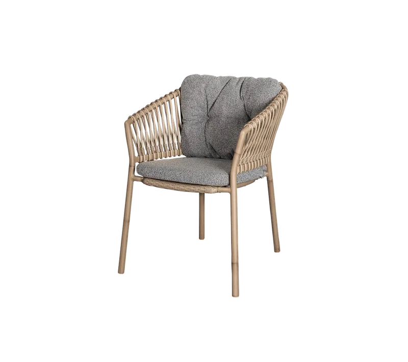 Ocean chair by Cane-line in Natural, aluminium w/natural, medium round sticks Weave, Dark grey, Wove – product photo
