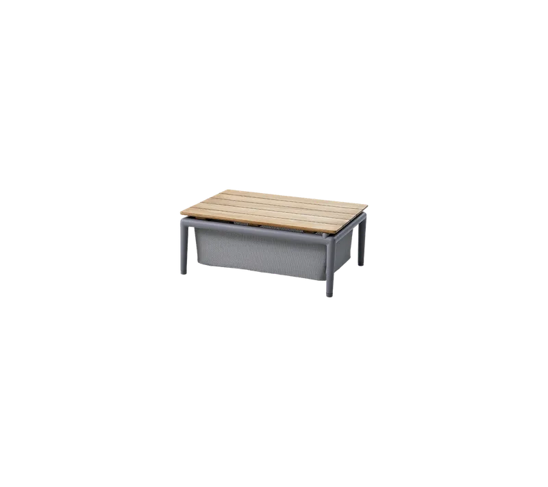 Conic box table van Cane-line in Teak w/light grey aluminium incl. Tex – productfoto