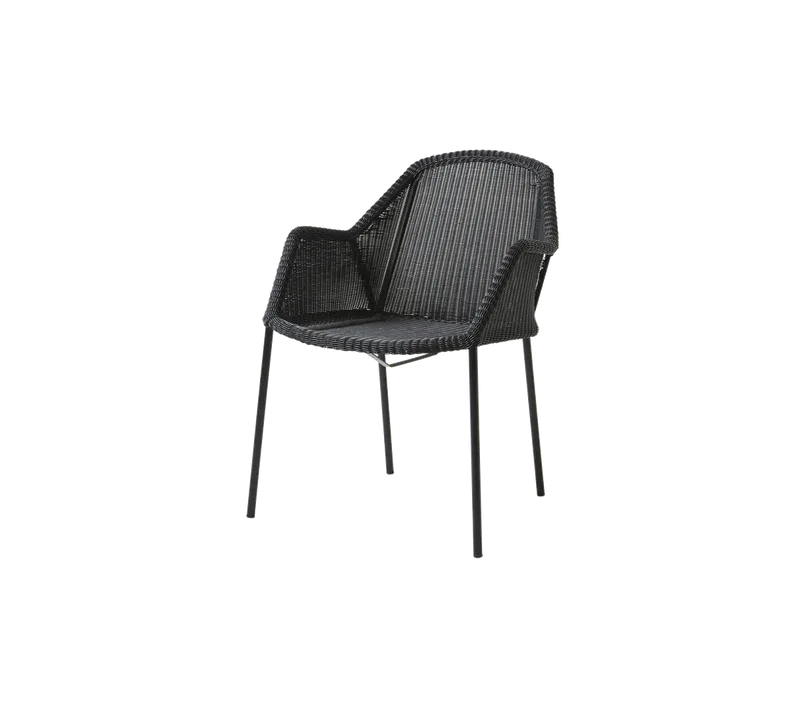 Breeze chair, stackable van Cane-line in Black, small round Weave, Geen – productfoto
