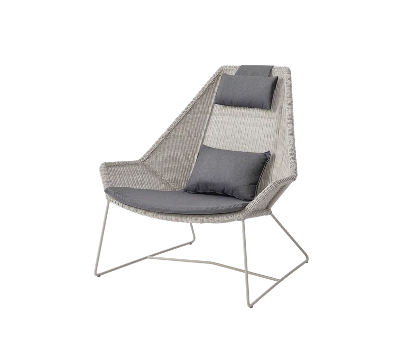 Breeze highback chair by Cane-line in Sand, small round Weave, Grey, Natté – product photo