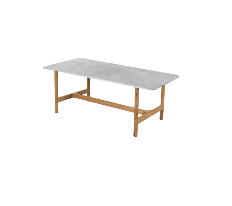 Twist coffee table, rectangular van Cane-line in Teak, Fossil grey, ceramic w/rounded corners – productfoto