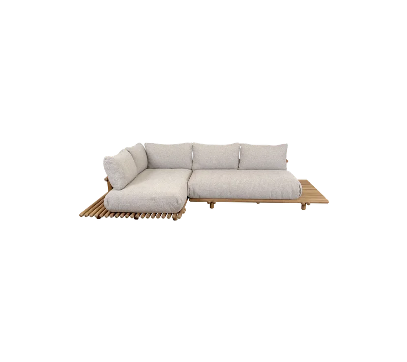 Sticks platform, corner sofa by Cane-line in Teak incl. desert sand Rise w/QuickDry & Airflow – product photo