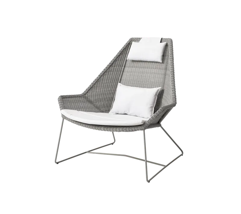 Breeze highback chair by Cane-line in Taupe, small round Weave, White, Natté – product photo
