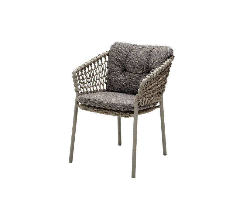 Ocean chair van Cane-line in Taupe, round open Soft Rope, Dark grey, Wove – productfoto