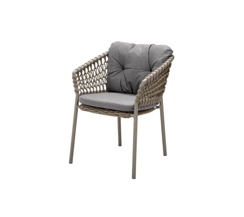 Ocean chair by Cane-line in Taupe, round open Soft Rope, Grey, AirTouch – product photo