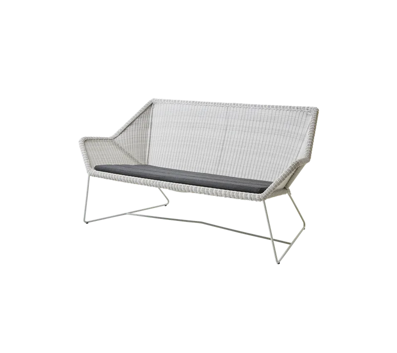 Breeze 2-seater sofa von Cane-line in White grey, small round Weave, Black, Natté – Produktfoto