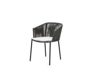 Moments chair, stackable van Cane-line in Dark grey, string open Soft Rope, White, Natté – productfoto 2 van 2