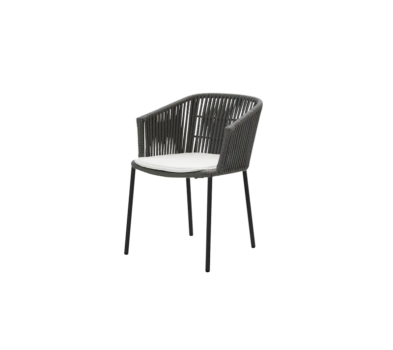 Moments chair, stackable van Cane-line in Dark grey, string open Soft Rope, White, Natté – productfoto 2 van 2