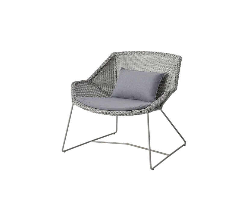 Breeze lounge chair by Cane-line in Taupe, small round Weave, Grey, Natté – product photo