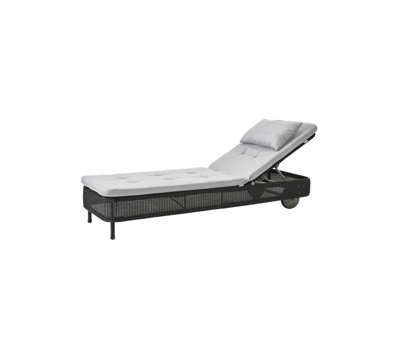 Presley sunbed de Cane-line en Black, small round Weave, Light grey, Natté w/QuickDry & Airflow – photo du produit 2 sur 2