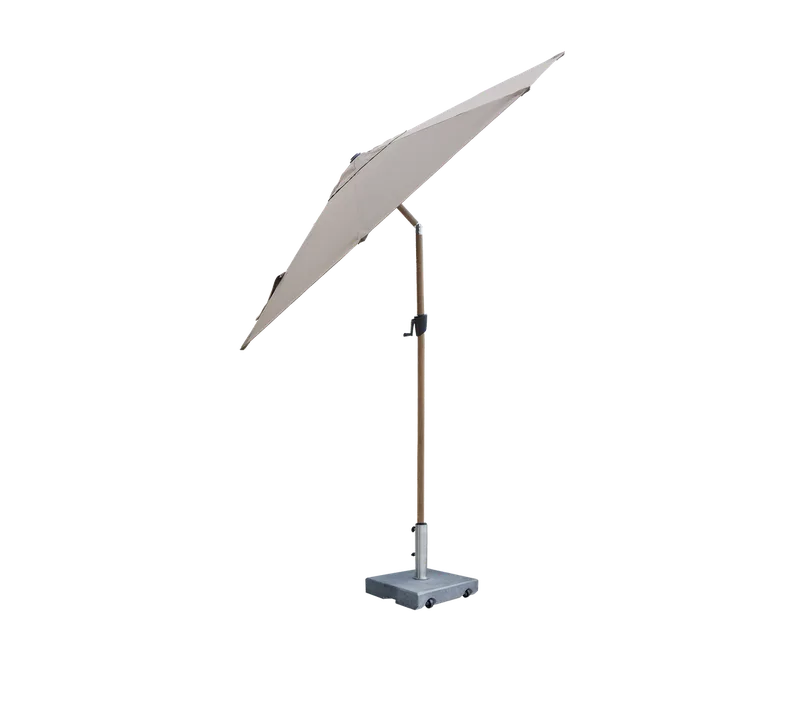 Sunshade parasol w/tilt, dia. 3 m van Cane-line in Aluminium w/Taupe fabric, wood look, Matt grey, granite – productfoto