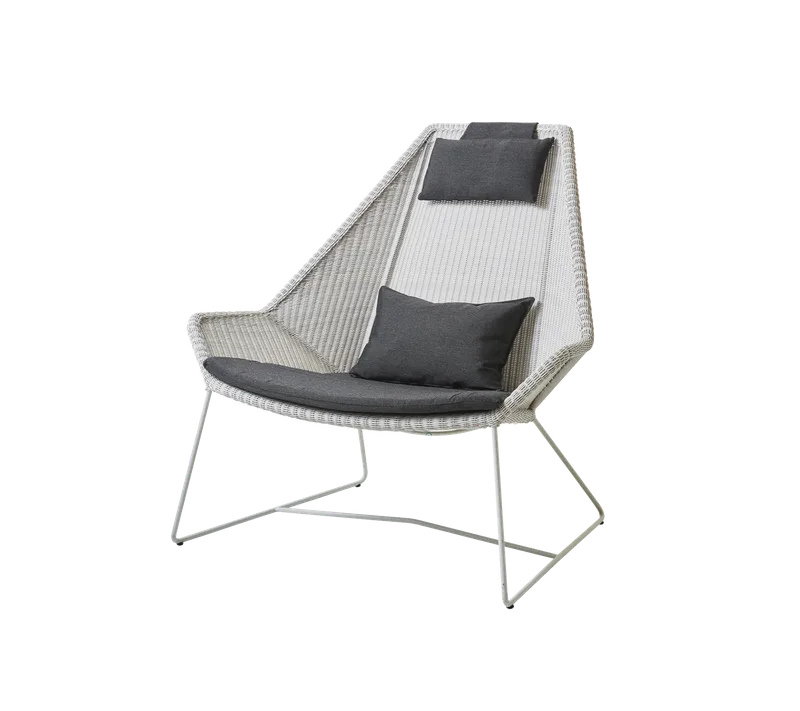 Breeze highback chair van Cane-line in White grey, small round Weave, Black, Natté – productfoto