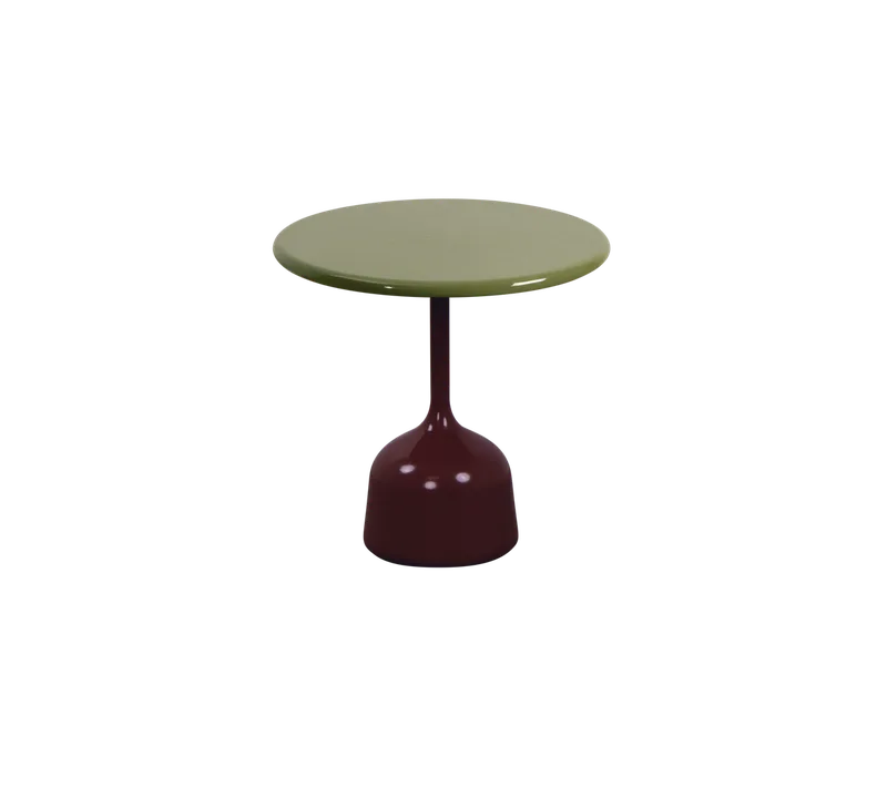 Glaze coffee table, small by Cane-line in Burgundy, semi glossy aluminium, Green, lava stone glazed – product photo
