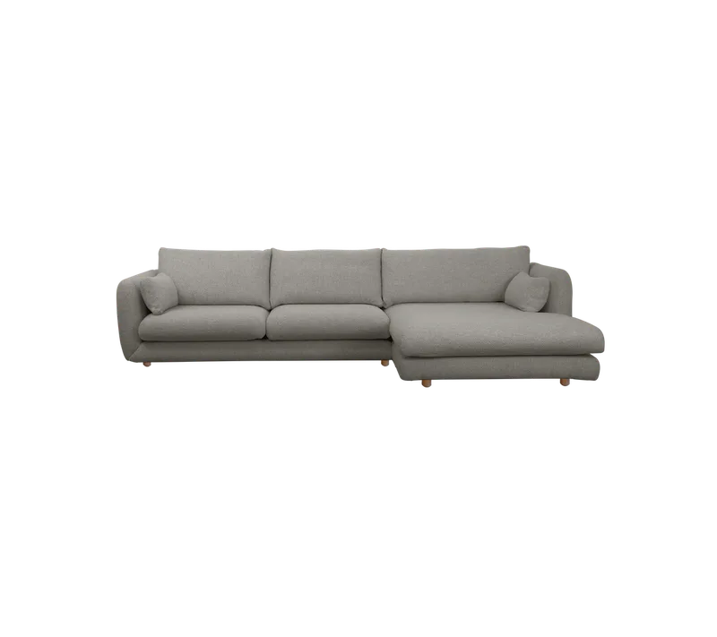 Bloom 2-seater sofa with chaise longue, left and teak legs von Cane-line in Grey, Essence – Produktfoto