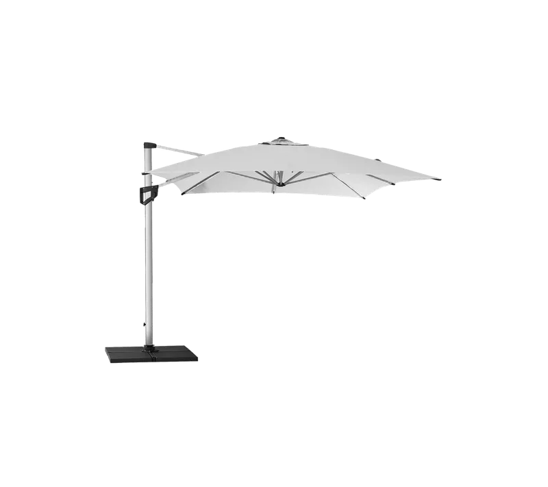 Hyde luxe hanging parasol, 3x4 m by Cane-line in Silver, mat anodized/Dusty white, Grey, concrete – product photo