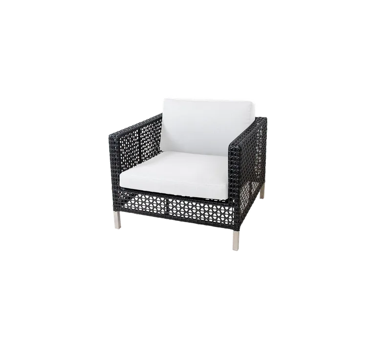 Connect lounge chair by Cane-line in Black/graphite, small cross peel Weave, White, Natté w/QuickDry & Airflow – product photo