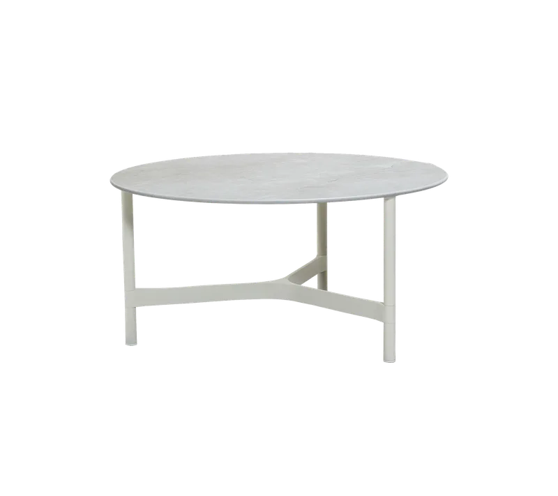 Twist coffee table, large von Cane-line in White, aluminium, Fossil grey, ceramic – Produktfoto