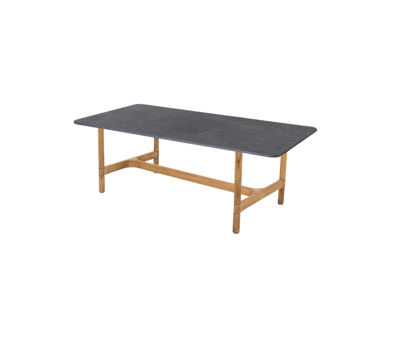 Twist coffee table, rectangular by Cane-line in Teak, Fossil black, ceramic w/rounded corners – product photo