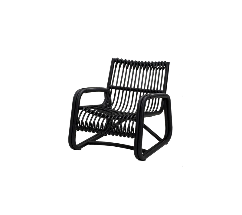 Curve lounge chair von Cane-line in Lava grey, aluminium w/graphite, round double Weave – Produktfoto