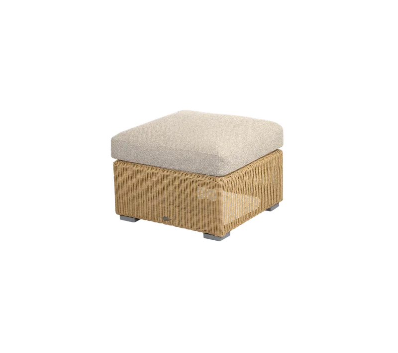 Chester footstool/coffee table by Cane-line in Natural, large round Weave, Desert sand, Rise w/QuickDry & Airflow – product photo