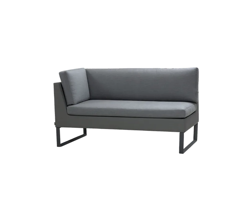Flex 2-seater sofa, right module de Cane-line en Grey, Tex incl. grey, Natté w/QuickDry & Airflow – photo du produit