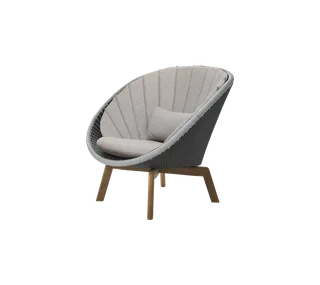 Peacock lounge chair de Cane-line en Grey/light grey, small flat peel Weave w/teak, Light brown, Rise w/QuickDry & Airflow – photo du produit 2 sur 2