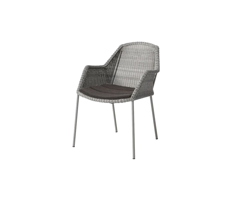 Breeze chair, stackable van Cane-line in Taupe, small round Weave, Dark grey, Focus – productfoto