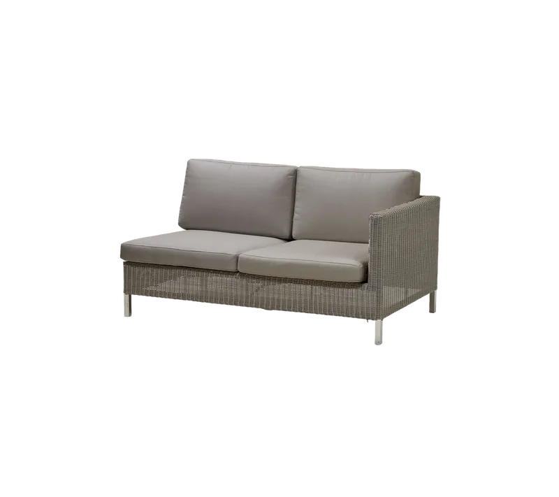 Connect 2-seater sofa, left module von Cane-line in Taupe, large round Weave, Taupe, Natté w/QuickDry & Airflow – Produktfoto