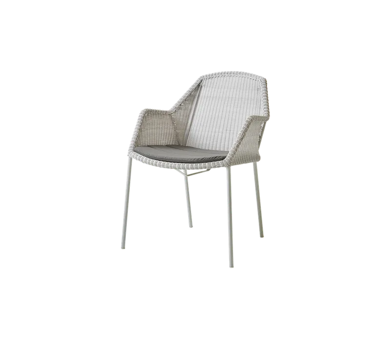 Breeze chair, stackable de Cane-line en White grey, small round Weave, Taupe, Natté – photo du produit