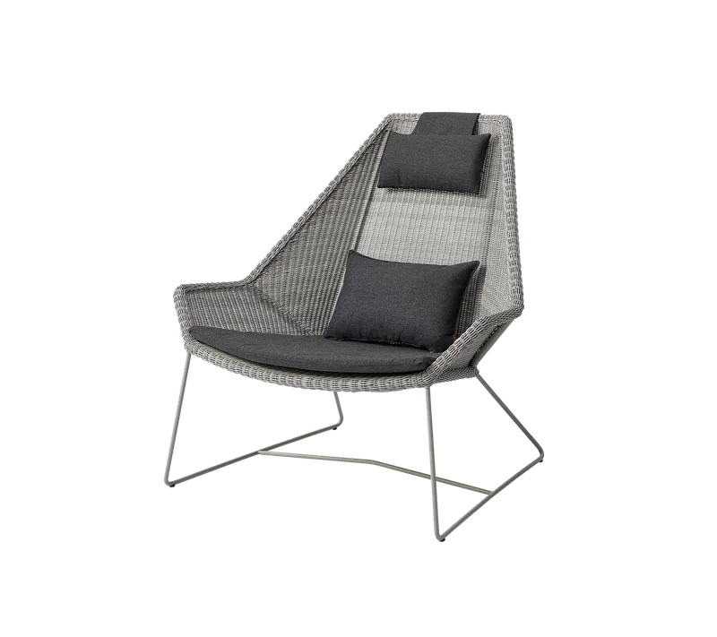 Breeze highback chair van Cane-line in Taupe, small round Weave, Black, Natté – productfoto