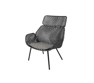 Vibe highback chair by Cane-line in Black/graphite, small cross peel Weave, Dark grey, Wove – product photo 2 of 2