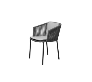 Moments chair, stackable by Cane-line in Dark grey, string open Soft Rope, Light grey, Natté seat/back – product photo 2 of 2