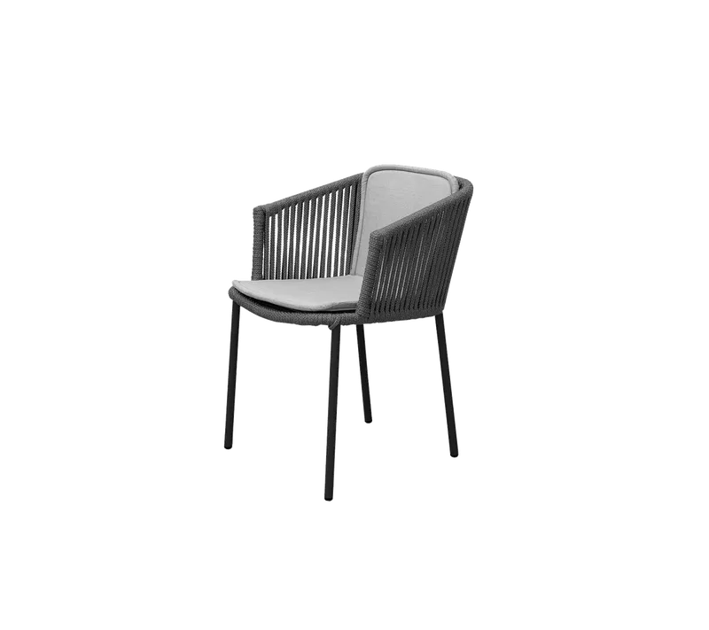 Moments chair, stackable by Cane-line in Dark grey, string open Soft Rope, Light grey, Natté seat/back – product photo 2 of 2