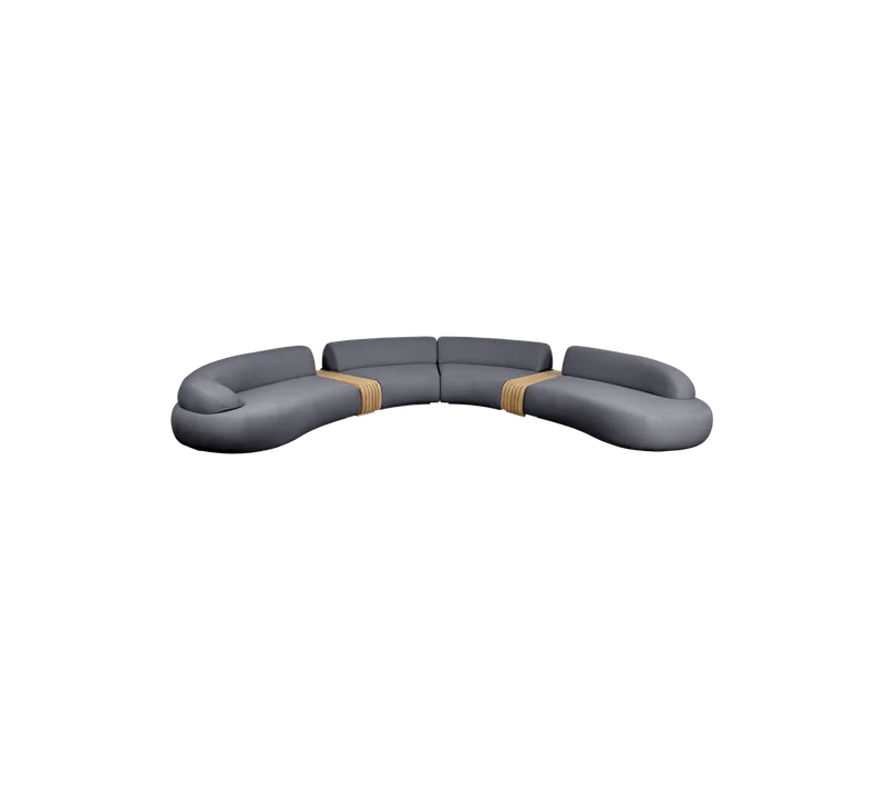 Mellow 6-seater sofa van Cane-line in Grey, AirTouch w/teak incl. QuickDry & Airflow – productfoto