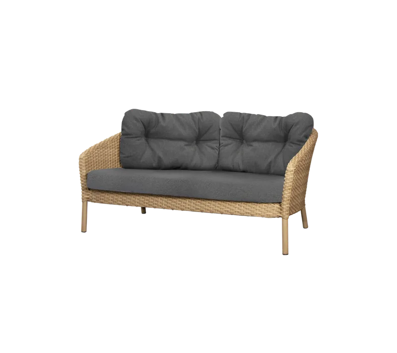 Ocean large 2-seater sofa by Cane-line in Natural, large flat peel Weave, Grey, AirTouch w/QuickDry & Airflow – product photo
